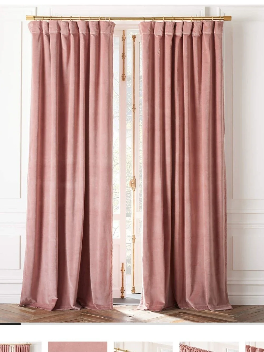 CB2 Organic Cotton Textured Velvet Curtain Panel - Dusty Orchid 48